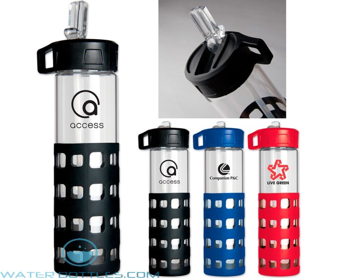 Sip-N-Go Glass Water Bottles, 20 oz, Custom Glass Water Bottles, Custom  Promotional Glassware, Custom Water bottles